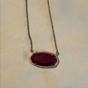 Kendra Scott Silver Necklace with Red Pendant